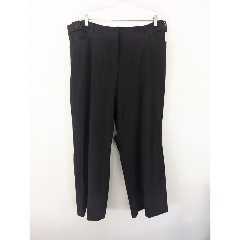 Lane Bryant Plus 18 Petite Wide Leg Black Pants Side Buckle Workwear